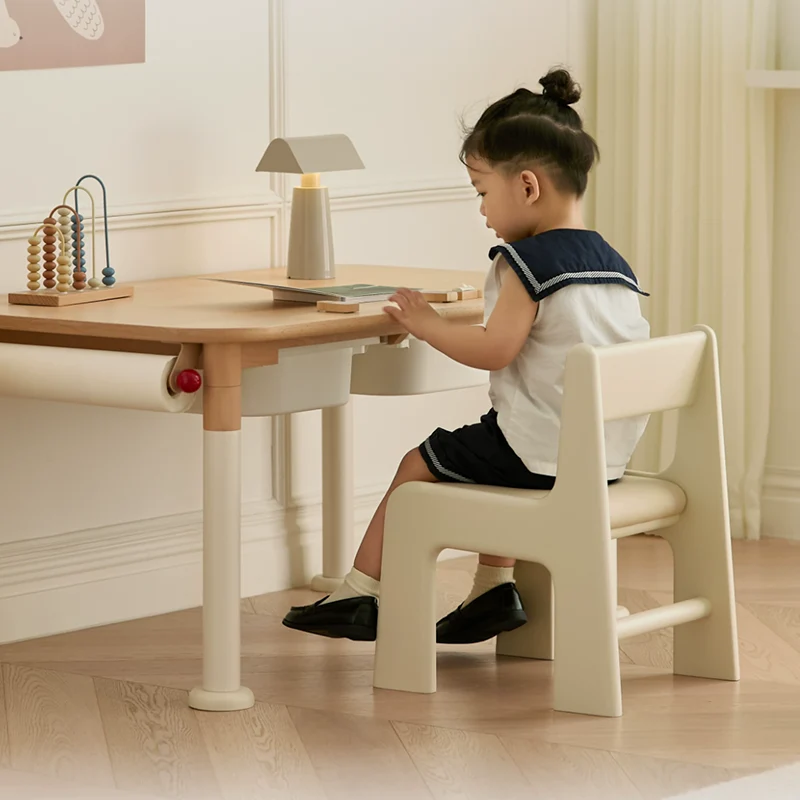 Upholstered Children’s Study Chair Beech Wood Kids Chair - Nordic Toddler Seat With High Backrest Soft Cushion & Rounded Edges For Living Room