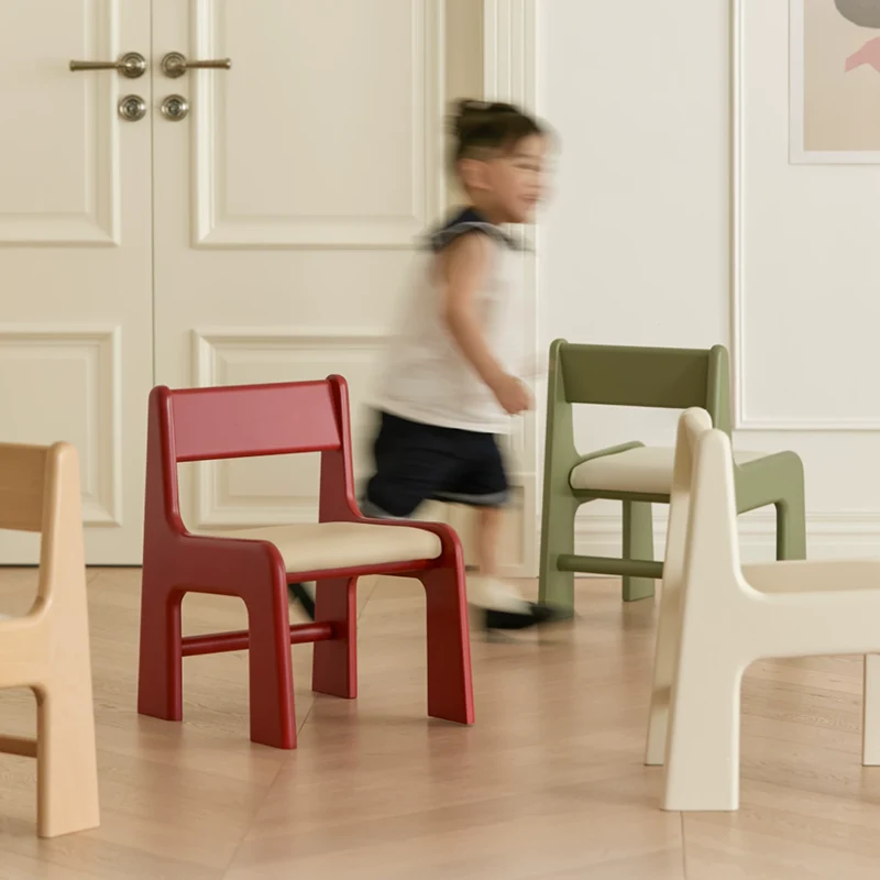 Upholstered Children’s Study Chair Beech Wood Kids Chair - Nordic Toddler Seat With High Backrest Soft Cushion & Rounded Edges For Living Room