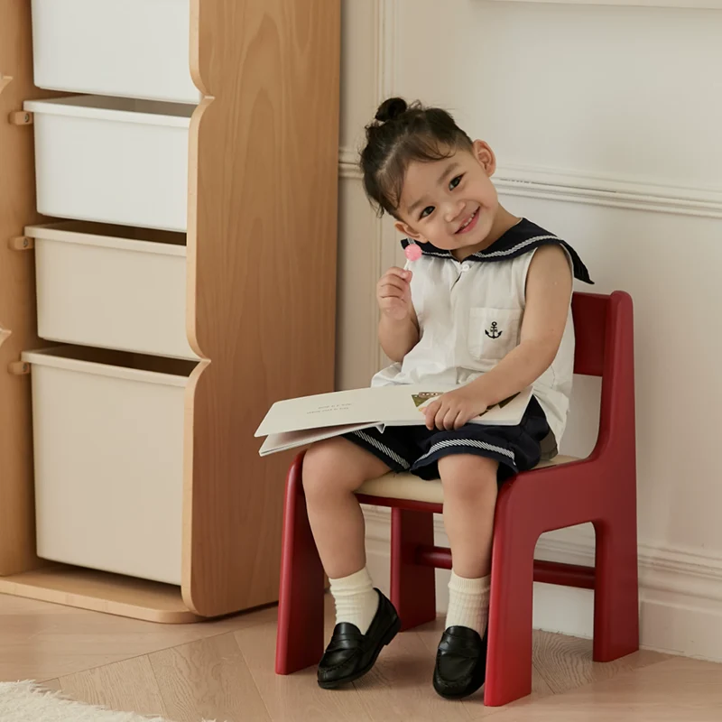 Upholstered Children’s Study Chair Beech Wood Kids Chair - Nordic Toddler Seat With High Backrest Soft Cushion & Rounded Edges For Living Room
