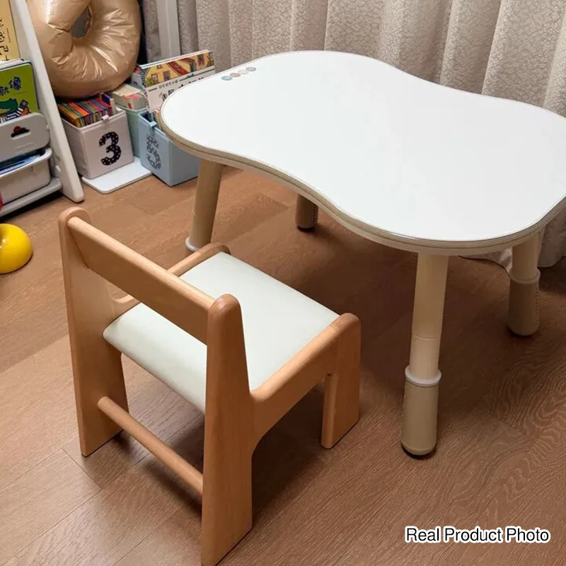 Upholstered Children’s Study Chair Beech Wood Kids Chair - Nordic Toddler Seat With High Backrest Soft Cushion & Rounded Edges For Living Room