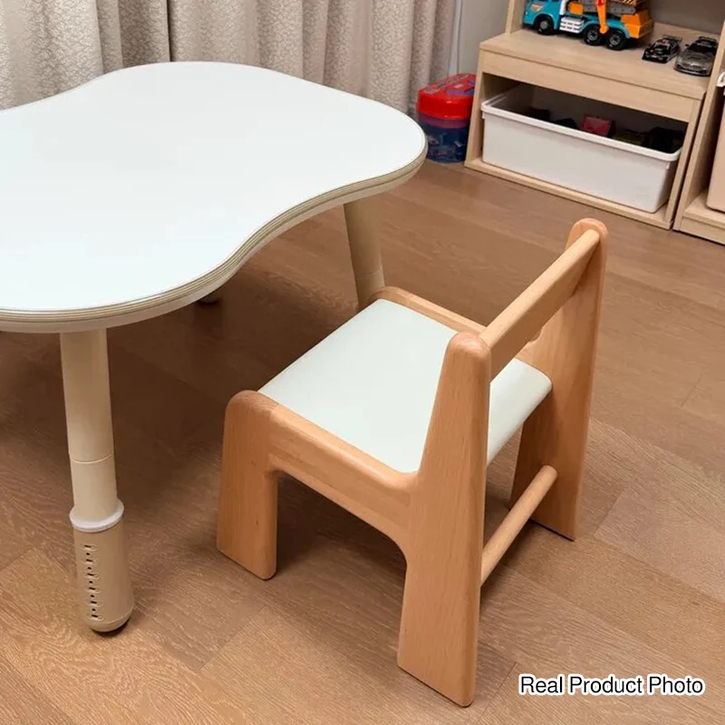 Upholstered Children’s Study Chair Beech Wood Kids Chair - Nordic Toddler Seat With High Backrest Soft Cushion & Rounded Edges For Living Room