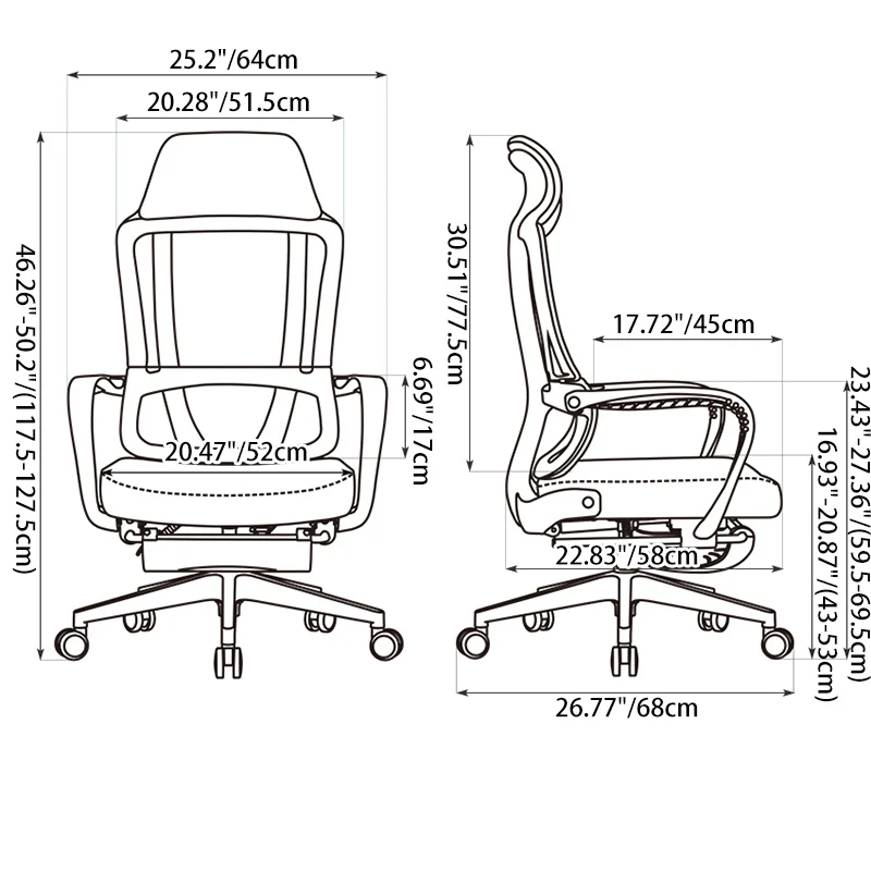 Modern Executive Ergonomic Office Chair With Footrest - High Back Mesh Desk Chair With 150° Recline For Home Office