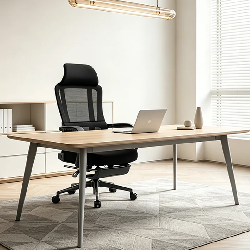 Modern Executive Ergonomic Office Chair With Footrest - High Back Mesh Desk Chair With 150° Recline For Home Office