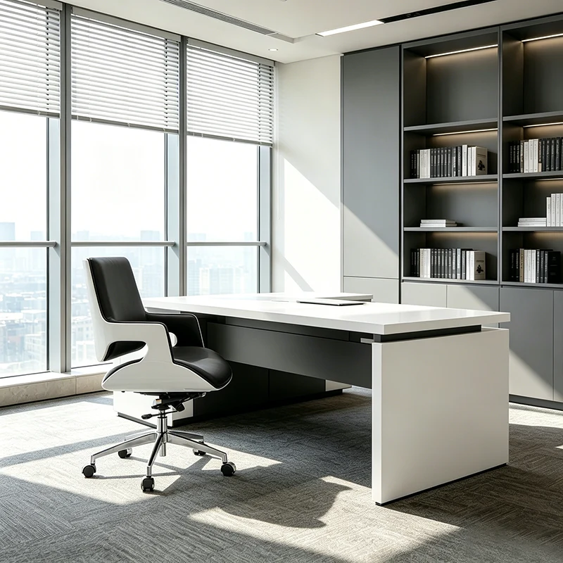Modern Mid Back Office Chair With Aluminum Base - Swivel Desk Chair With Ergonomic Cushion & SGS Gas Lift For Home Office