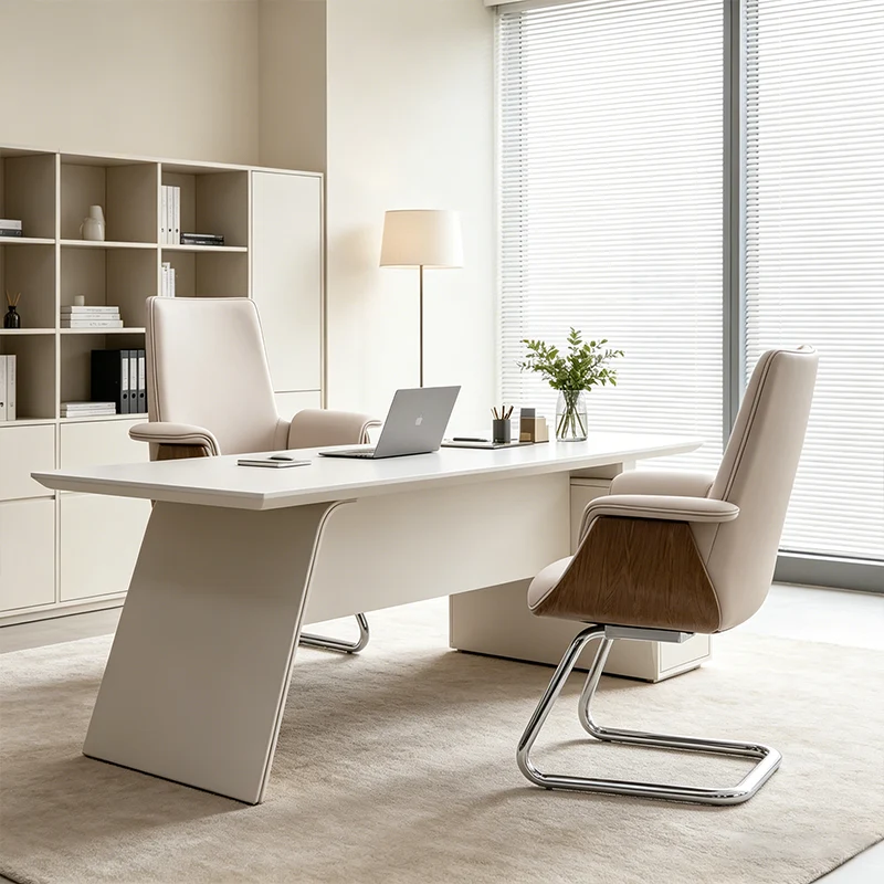 Modern Luxury Ergonomic Office Visitor Chair - Faux Leather Desk Chair With Chrome Cantilever Frame For Home Office