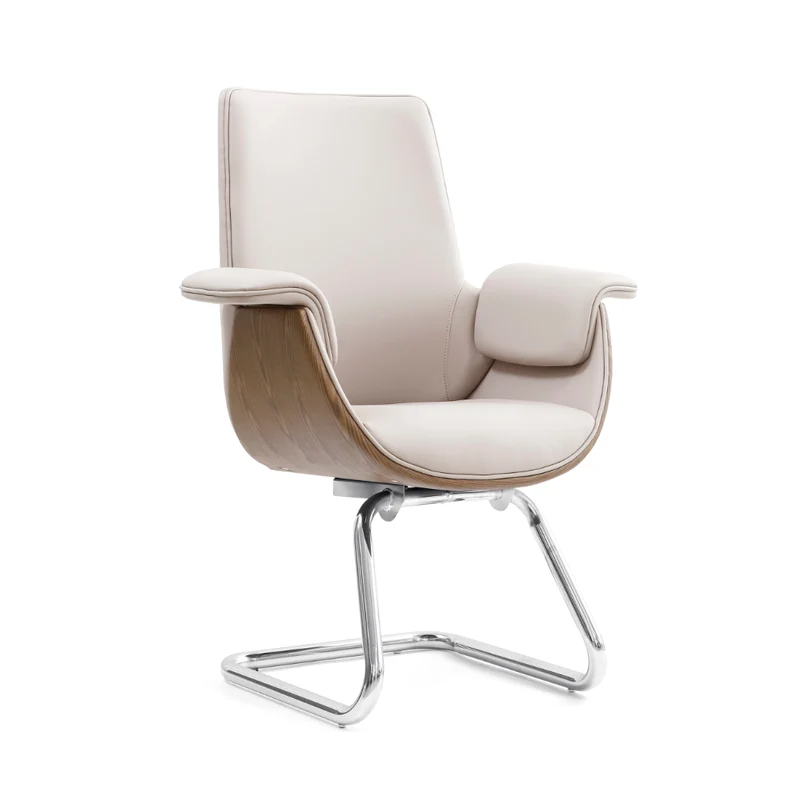 Modern Luxury Ergonomic Office Visitor Chair - Faux Leather Desk Chair With Chrome Cantilever Frame For Home Office