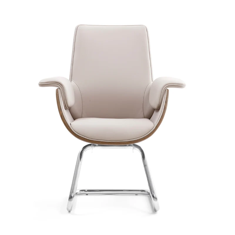 Modern Luxury Ergonomic Office Visitor Chair - Faux Leather Desk Chair With Chrome Cantilever Frame For Home Office