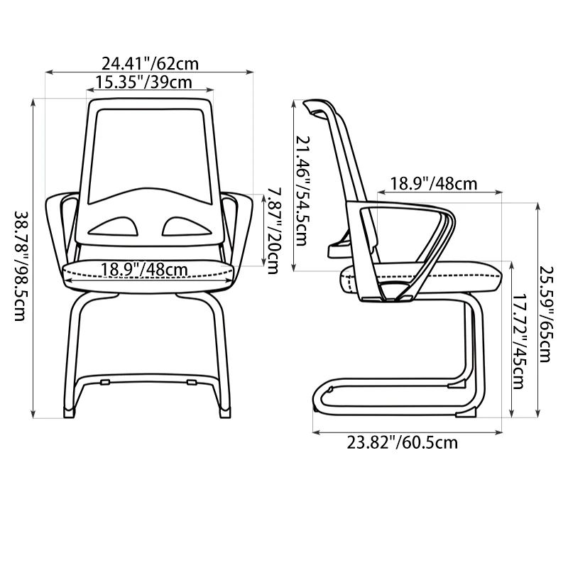 Modern Black Mesh Executive Office Chair - PP & Fiberglass Frame & Cantilever Base Desk Chair For Home Office