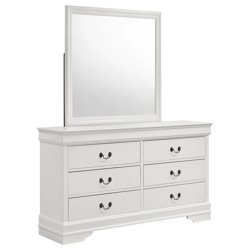 Coaster Furniture Louis Philippe 202443M 6-Drawer Dresser and Mirror - White