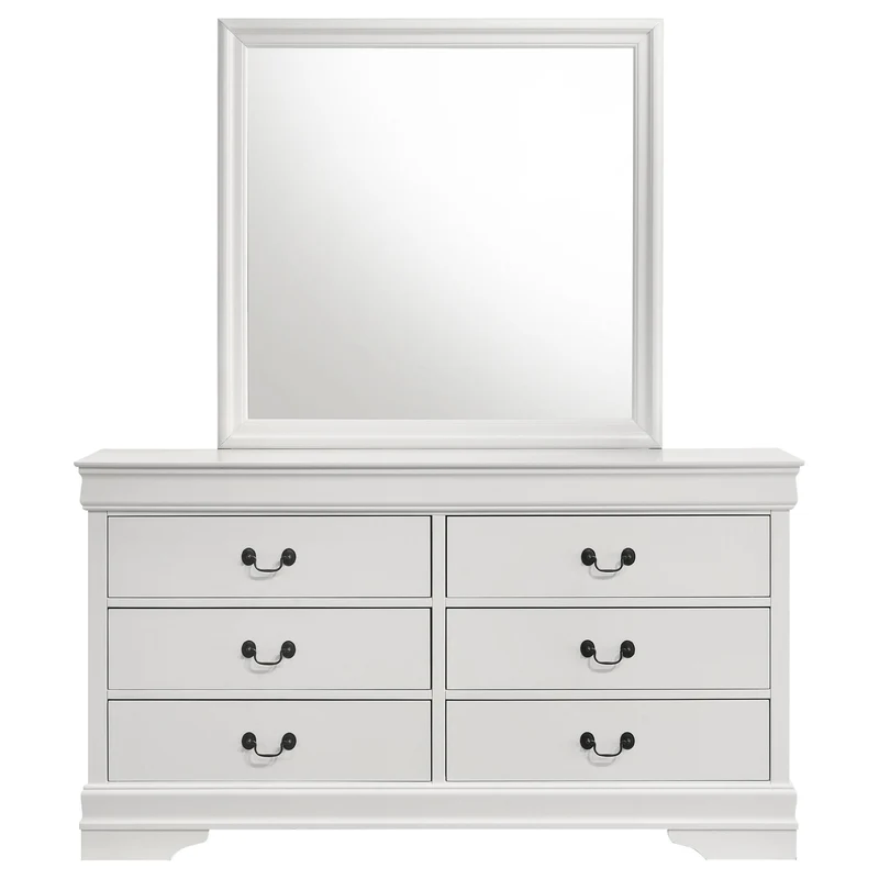 Coaster Furniture Louis Philippe 202443M 6-Drawer Dresser and Mirror - White