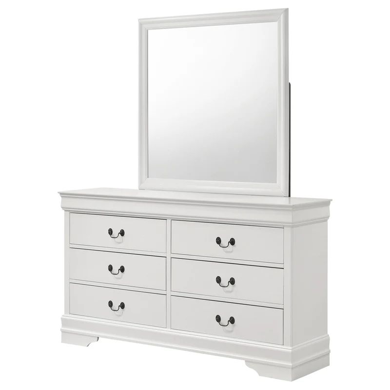 Coaster Furniture Louis Philippe 202443M 6-Drawer Dresser and Mirror - White