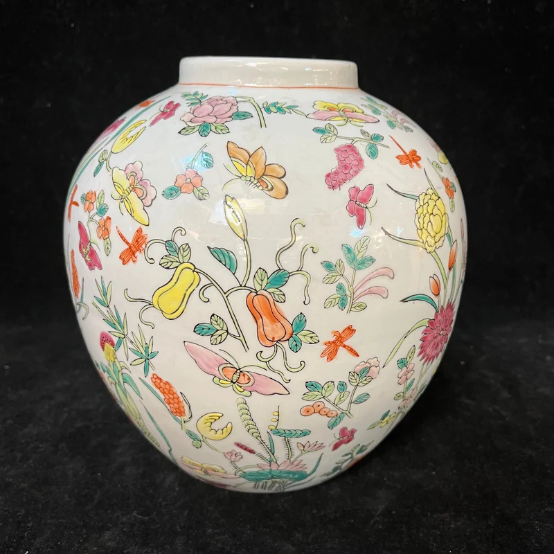 Chinese porcelain vase famille rose 'flowers and insects'