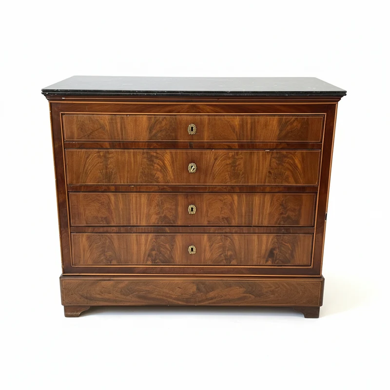 Mahogany desk with black marble top, circa 1900