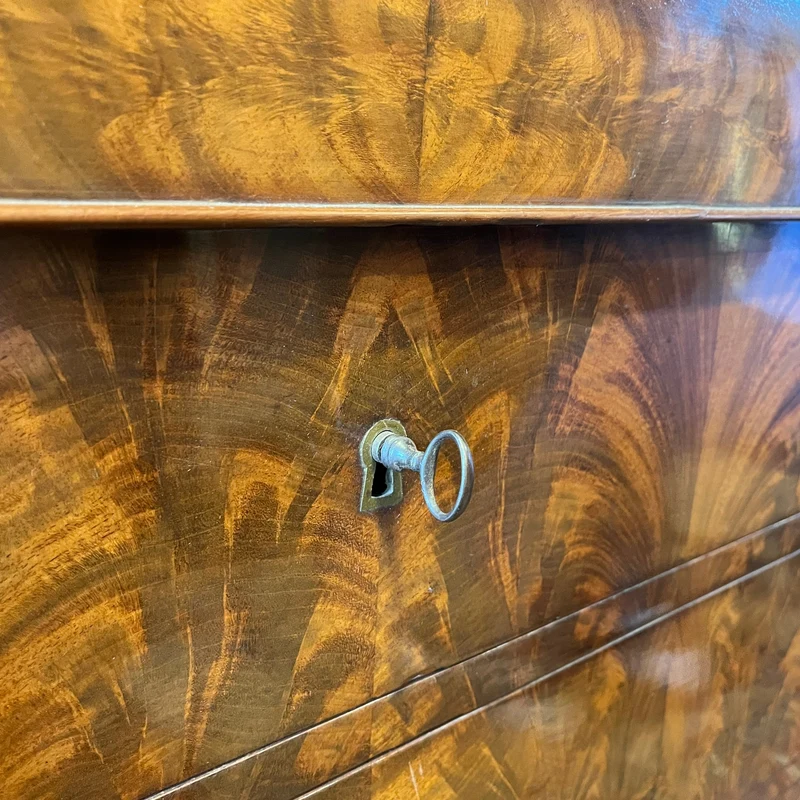 French mahogany and black marble chest of drawers