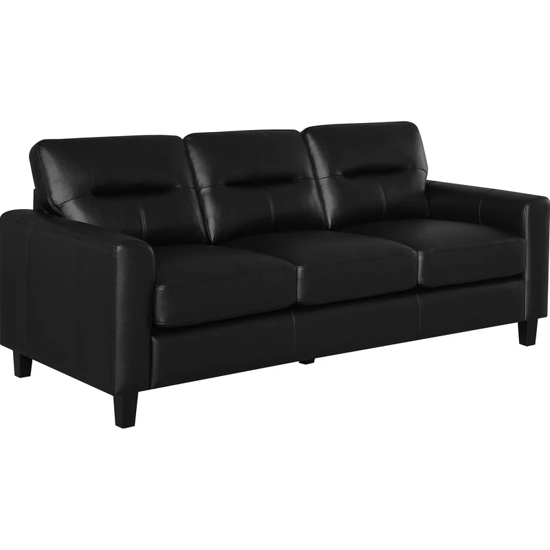 Coaster Furniture Scotland 504664 Faux Leather Upholstered Track Arm Sofa - Black
