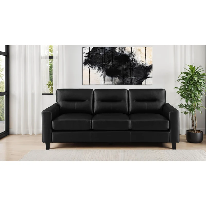 Coaster Furniture Scotland 504664 Faux Leather Upholstered Track Arm Sofa - Black