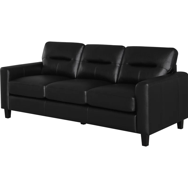 Coaster Furniture Scotland 504664 Faux Leather Upholstered Track Arm Sofa - Black