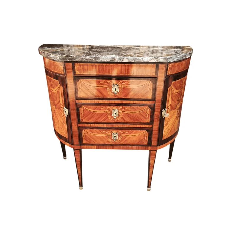 Demi-Lune Louis XVI style dresser, 19th century, marble top