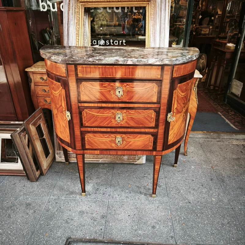 Demi-Lune Louis XVI style dresser, 19th century, marble top