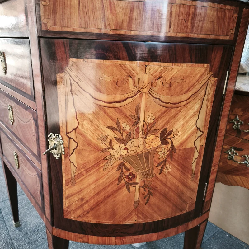 Demi-Lune Louis XVI style dresser, 19th century, marble top