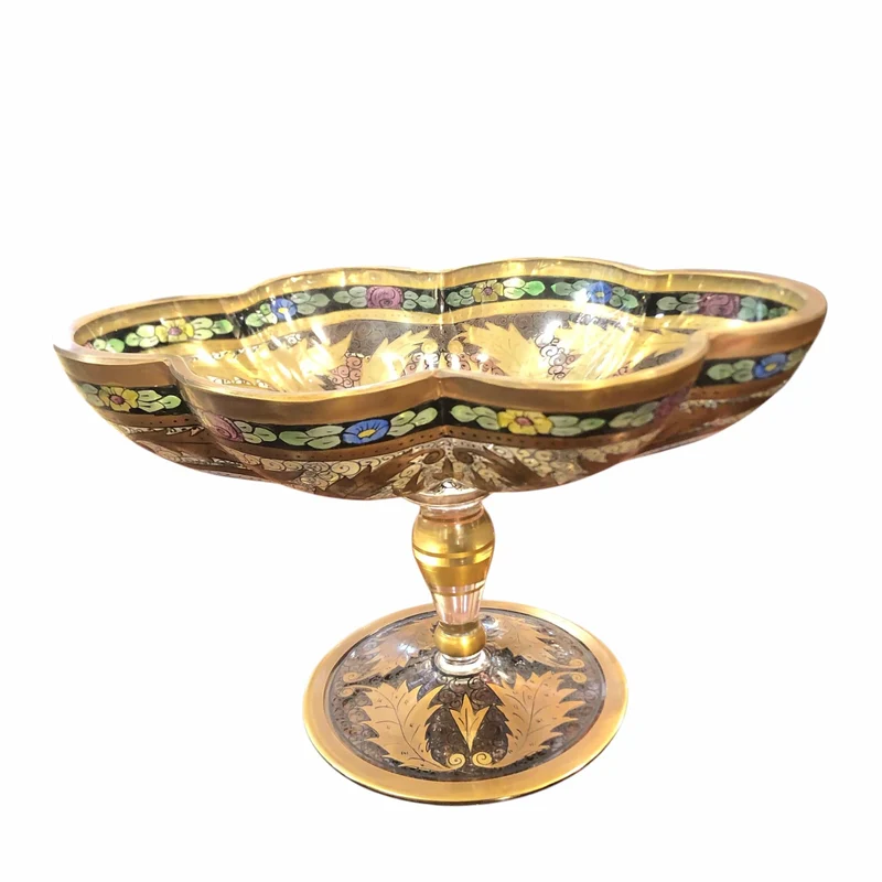 Enameled glass centerpiece, design inspired by Fritz Heckert