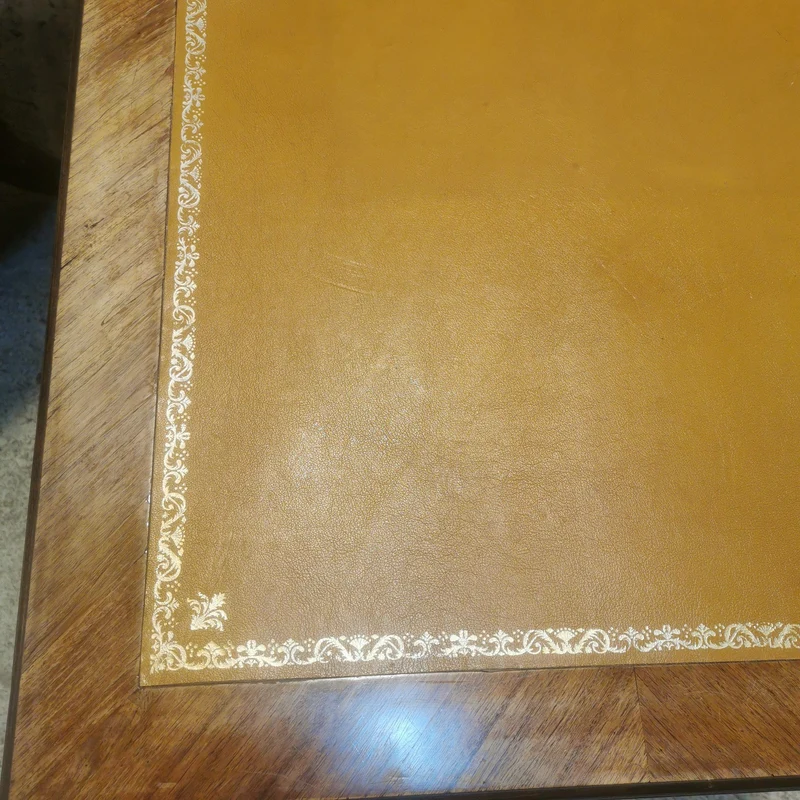 French Louis XV style Bureau-plat desk in mahogany and rosewood with original leather cover