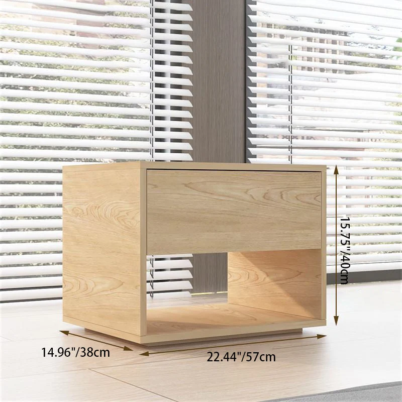Modern Minimalist Cubic Square Medium Density Fiberboard Acrylic Nightstand 1 - Drawer For Bedroom