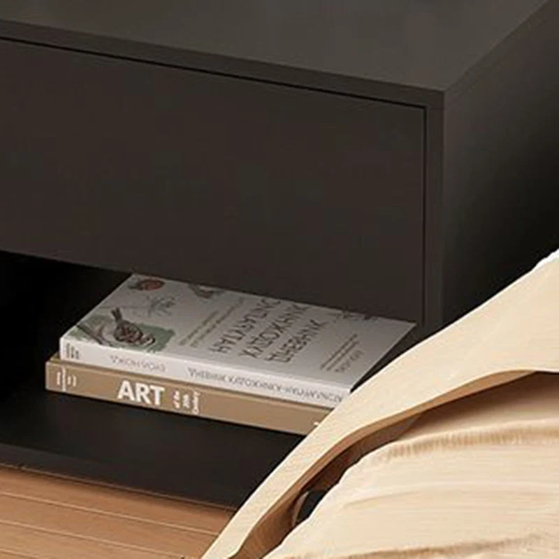 Modern Minimalist Cubic Square Medium Density Fiberboard Acrylic Nightstand 1 - Drawer For Bedroom