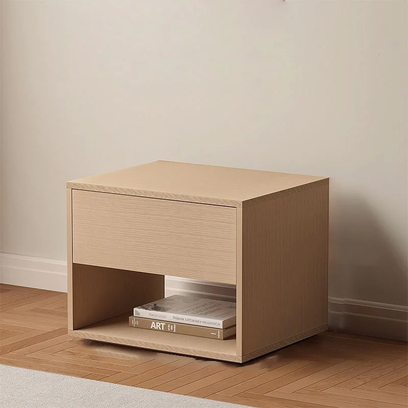 Modern Minimalist Cubic Square Medium Density Fiberboard Acrylic Nightstand 1 - Drawer For Bedroom
