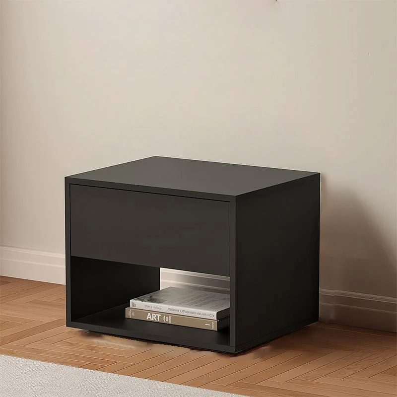 Modern Minimalist Cubic Square Medium Density Fiberboard Acrylic Nightstand 1 - Drawer For Bedroom