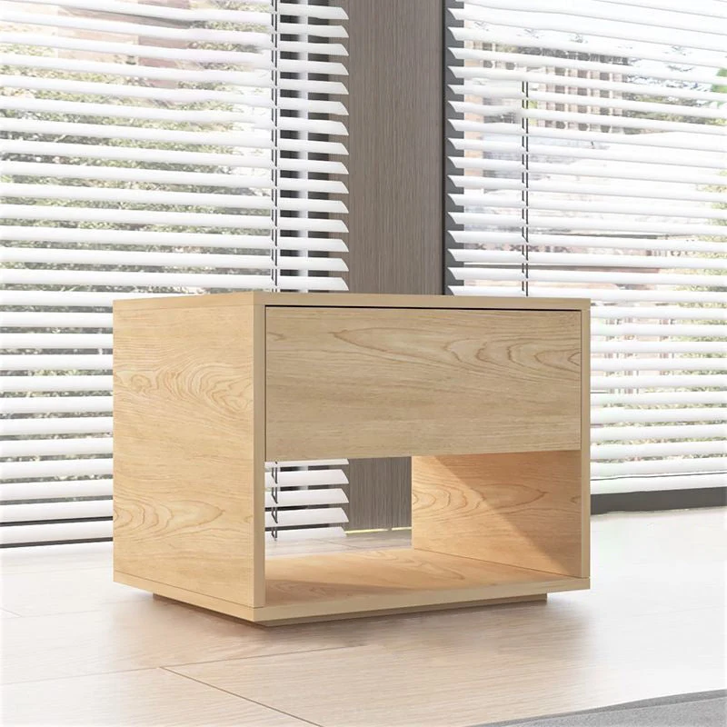 Modern Minimalist Cubic Square Medium Density Fiberboard Acrylic Nightstand 1 - Drawer For Bedroom