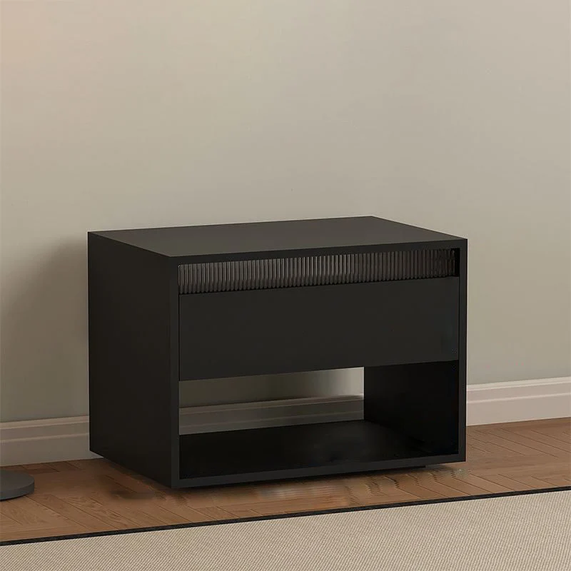 Modern Minimalist Cubic Square Medium Density Fiberboard Acrylic Nightstand 1 - Drawer For Bedroom