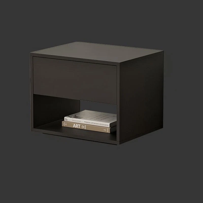 Modern Minimalist Cubic Square Medium Density Fiberboard Acrylic Nightstand 1 - Drawer For Bedroom