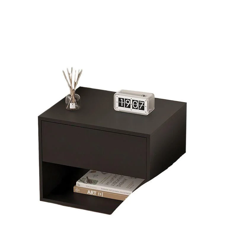 Modern Minimalist Cubic Square Medium Density Fiberboard Acrylic Nightstand 1 - Drawer For Bedroom