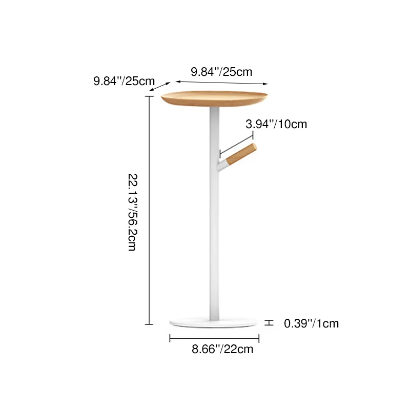 Modern Minimalist Iron Beech Wood Branch-Shaped Lightweight Portable Side Table 1-Tray For Living Room
