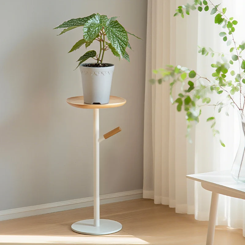 Modern Minimalist Iron Beech Wood Branch-Shaped Lightweight Portable Side Table 1-Tray For Living Room
