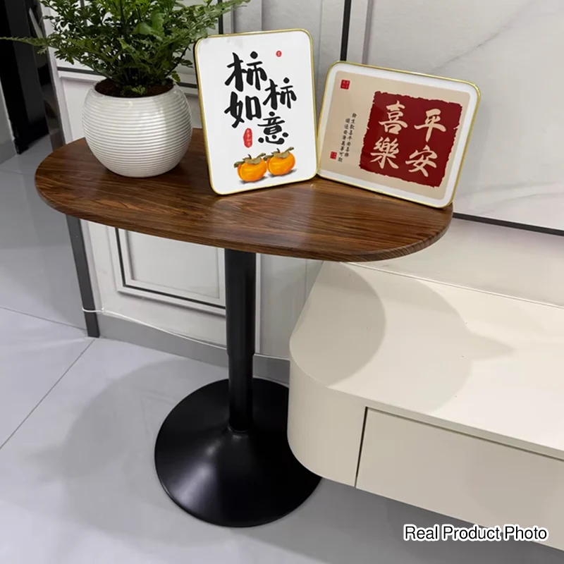 Modern Minimalist Stone Slab MDF Top Steel Oval Side Table With Adjustable Height & Rotating Desktop For Living Room & Bedroom