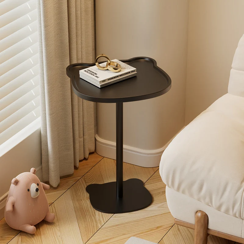 Contemporary Creative Steel MDF Bear-Shaped Side Table With Storage Shelf For Living Room & Bedroom