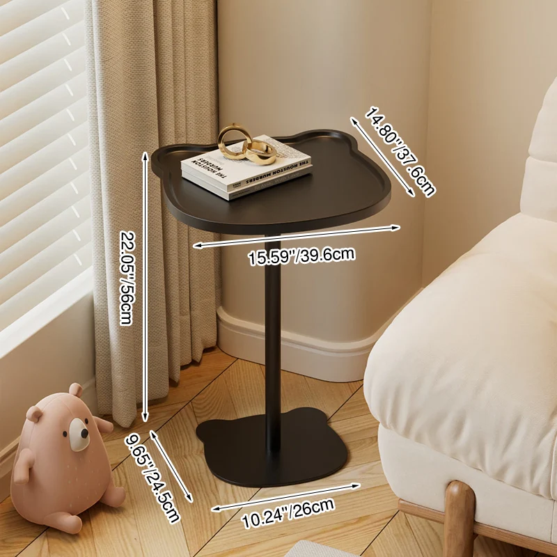Contemporary Creative Steel MDF Bear-Shaped Side Table With Storage Shelf For Living Room & Bedroom