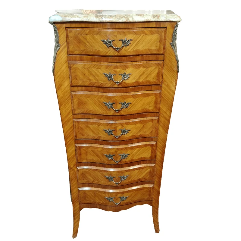 French semainier Louis XIV rosewood bronzes and marble cover