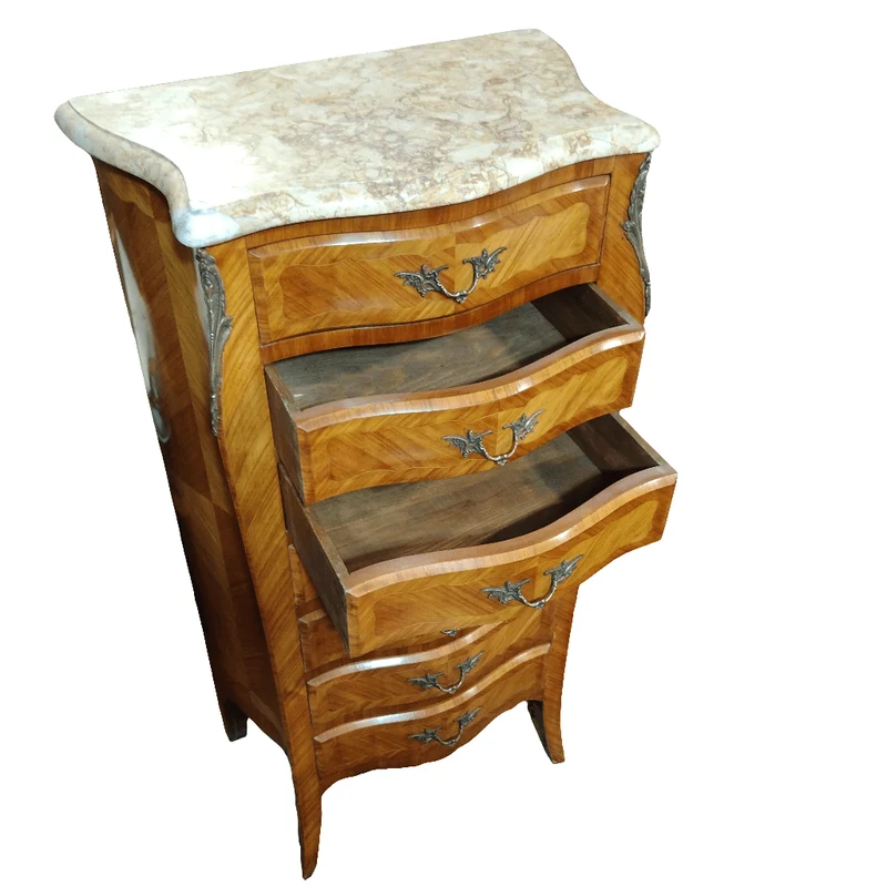 French semainier Louis XIV rosewood bronzes and marble cover