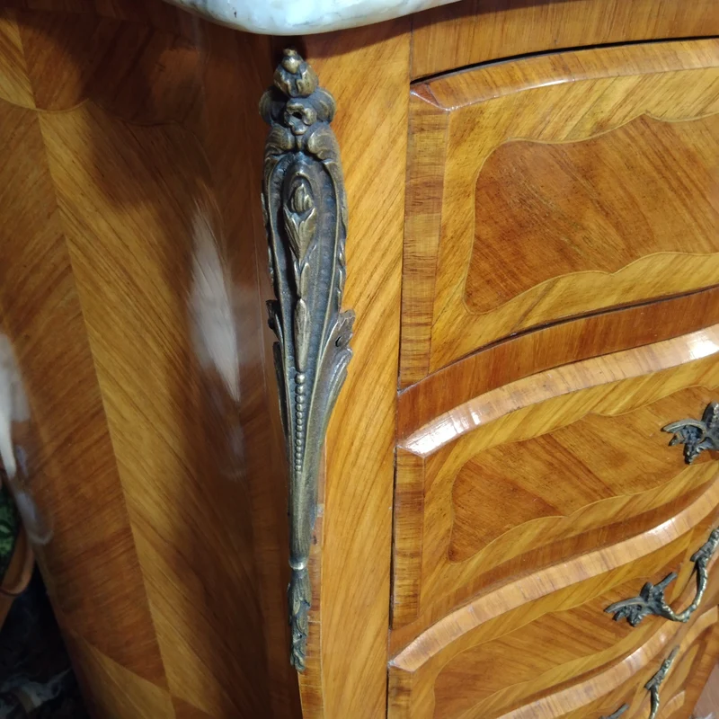 French semainier Louis XIV rosewood bronzes and marble cover
