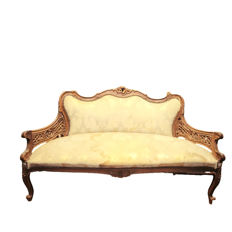 French Louis XV walnut sofa with carvings