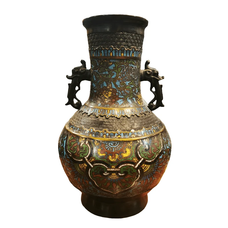 Chinese cloissoné vase, intermediate relief