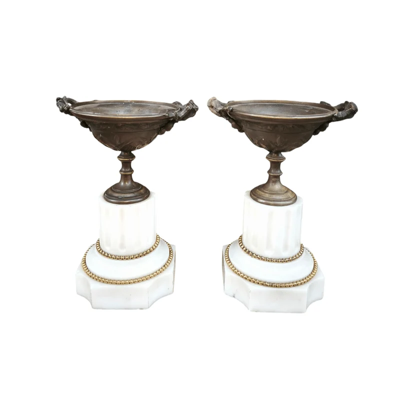 Louis XVI bronze and white marble chalices