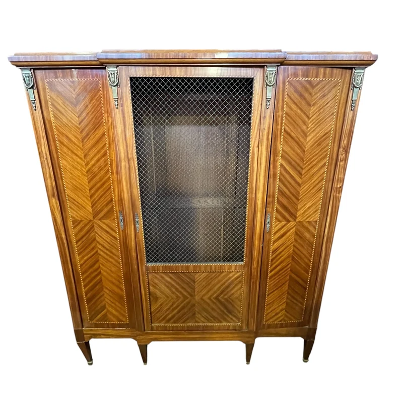 Louis XVI three-door grid bookcase