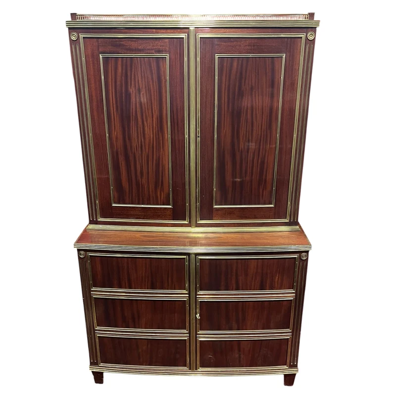 Large tall dresser in Directoire style for TV with headband and bronze appliqués
