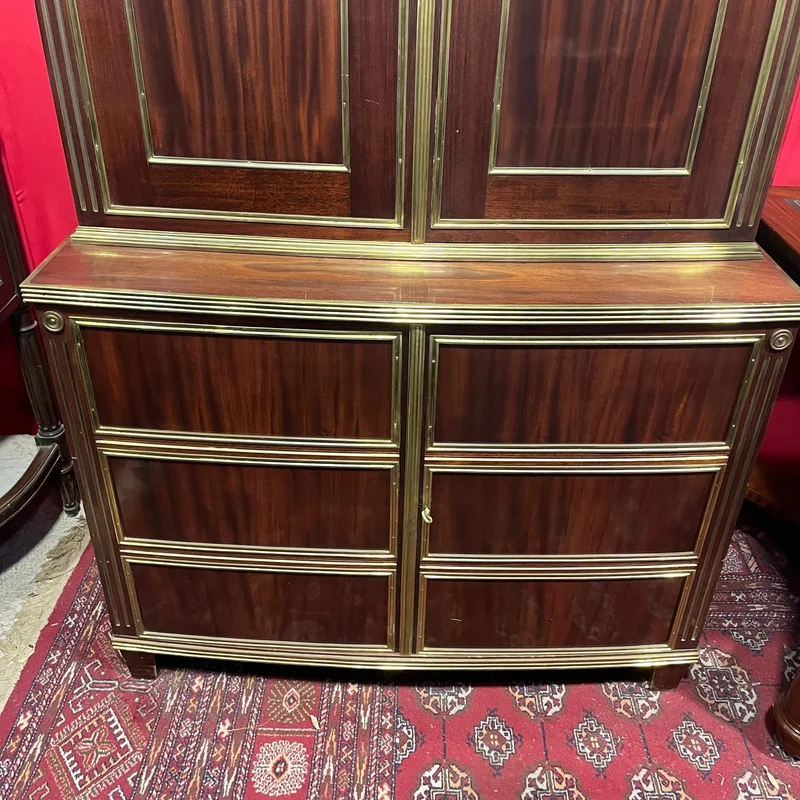 Large tall dresser in Directoire style for TV with headband and bronze appliqués