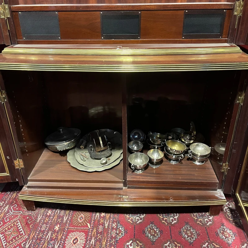 Large tall dresser in Directoire style for TV with headband and bronze appliqués
