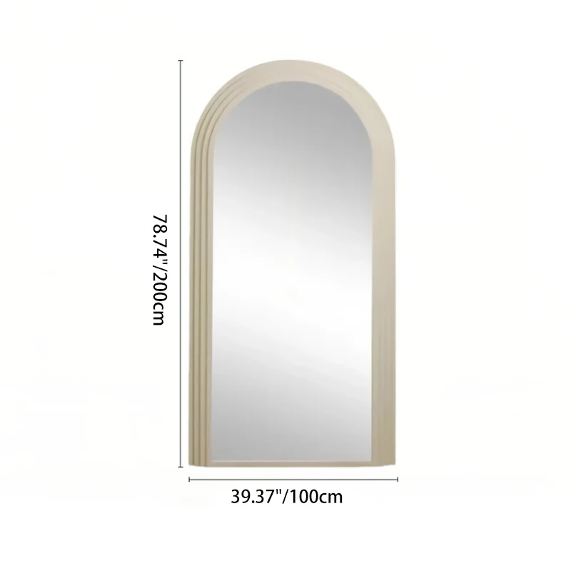Contemporary Retro Pine Wood Arched Leaning Full-Length Mirror For Bedroom & Living Room Elegant Floor Mirror